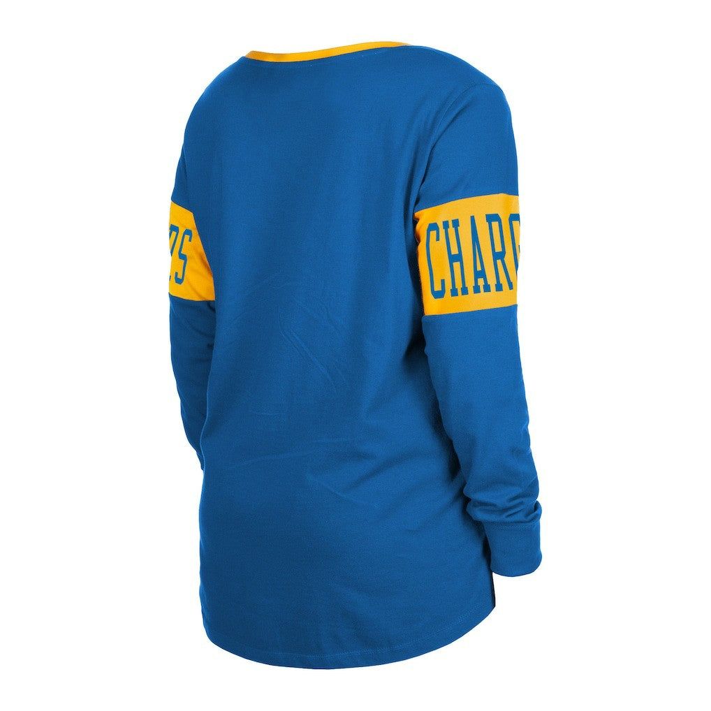 Los Angeles Chargers Women's Lace-Up Notch Neck Long Sleeve T-Shirt | NFL Hot