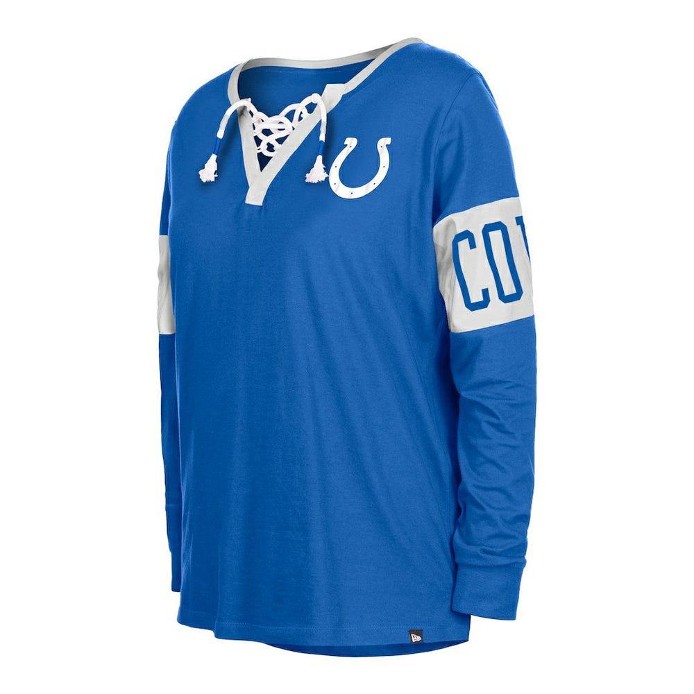 Indianapolis Colts Women's Lace-Up Notch Neck Long Sleeve T-Shirt | NFL New