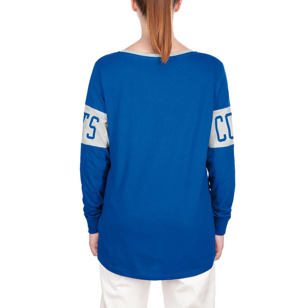 Indianapolis Colts Women's Lace-Up Notch Neck Long Sleeve T-Shirt | NFL New