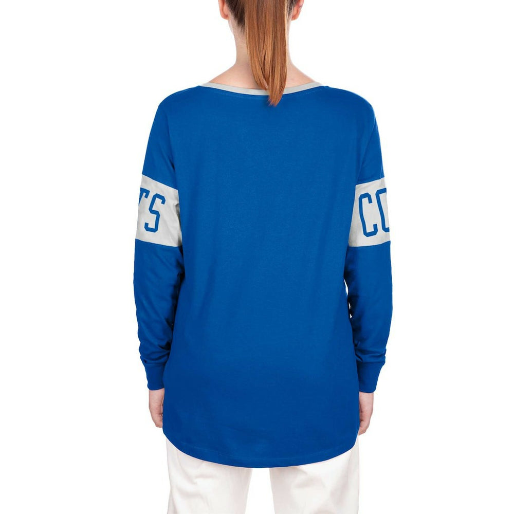 Indianapolis Colts Women's Lace-Up Notch Neck Long Sleeve T-Shirt | NFL New