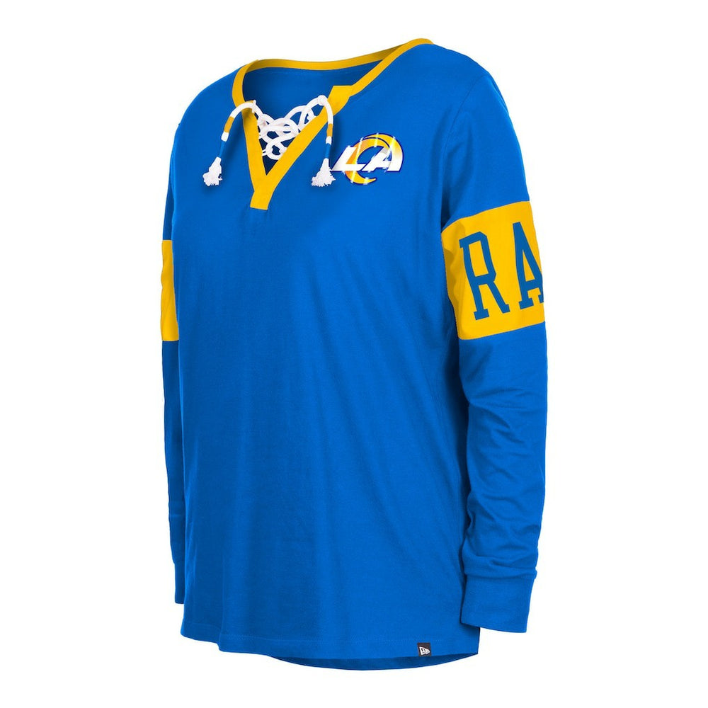 Los Angeles Rams Women's Lace-Up Notch Neck Long Sleeve T-Shirt | NFL Hot