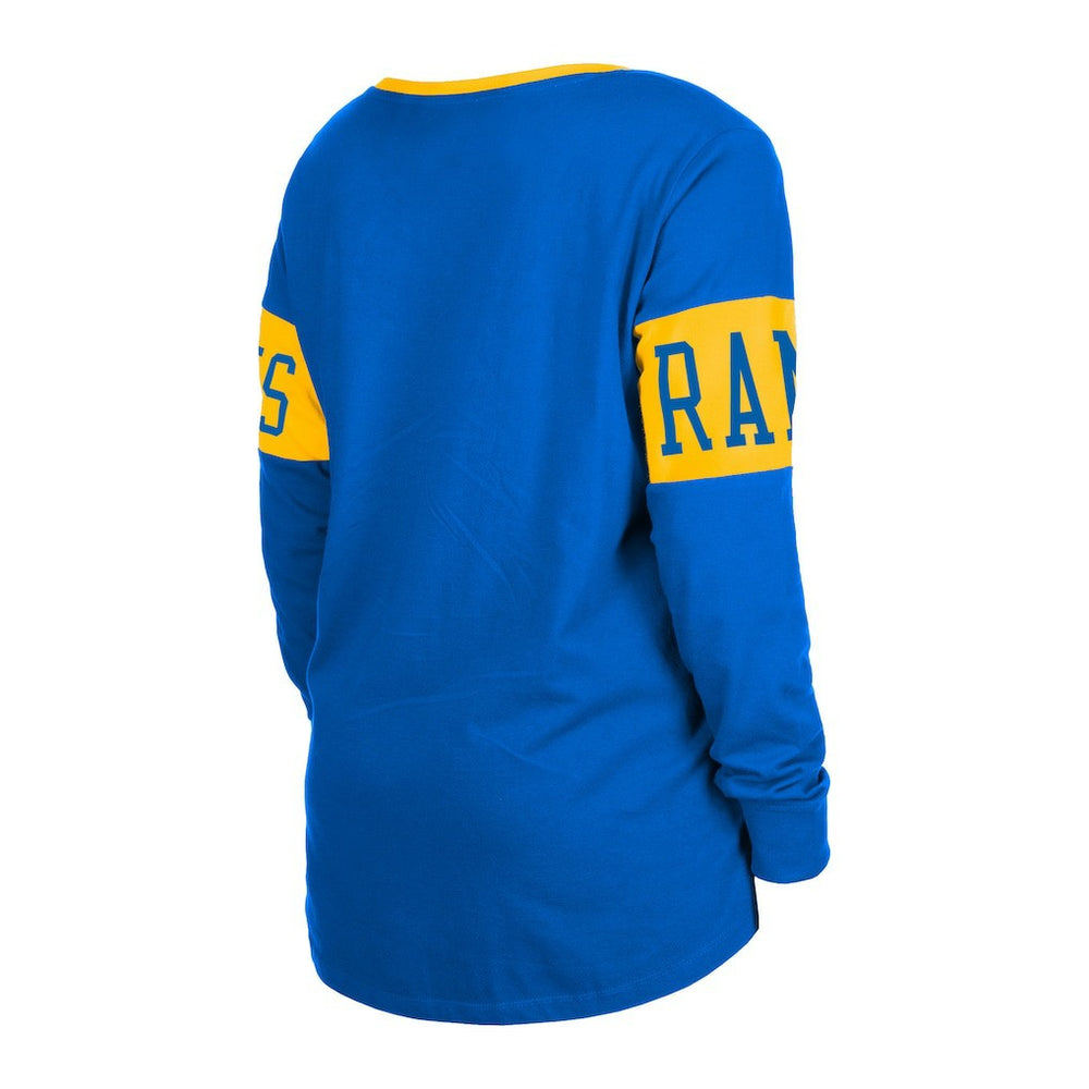 Los Angeles Rams Women's Lace-Up Notch Neck Long Sleeve T-Shirt | NFL Hot