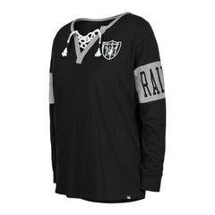 Las Vegas Raiders Women's Lace-Up Notch Neck Long Sleeve T-Shirt | NFL New