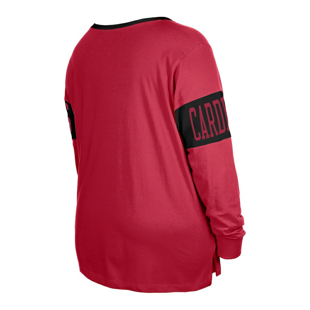 Arizona Cardinals Women's Plus Size Lace-Up Notch Neck Long Sleeve T-Shirt | NFL Outlet