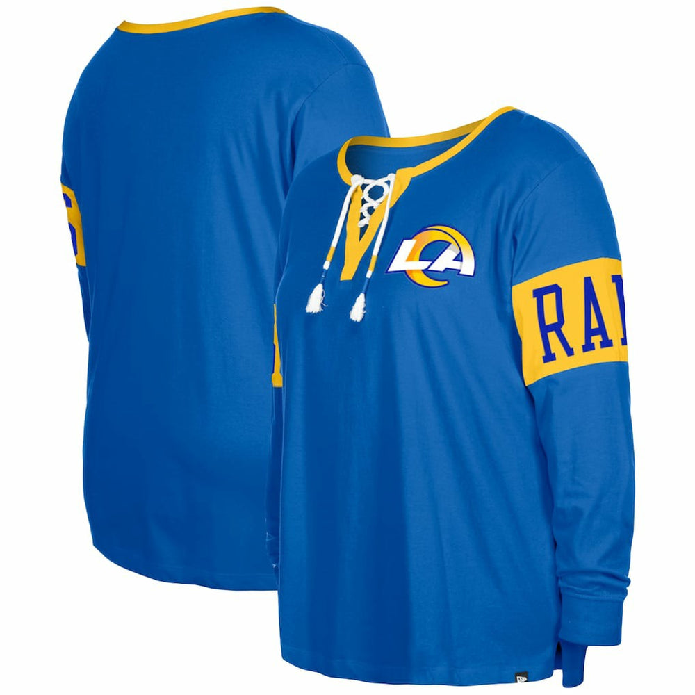 Los Angeles Rams Women's Plus Size Lace-Up Notch Neck Long Sleeve T-Shirt | NFL US