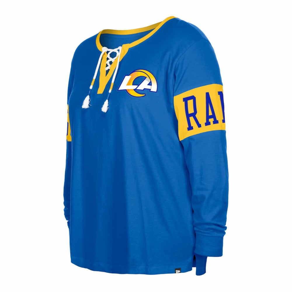 Los Angeles Rams Women's Plus Size Lace-Up Notch Neck Long Sleeve T-Shirt | NFL US
