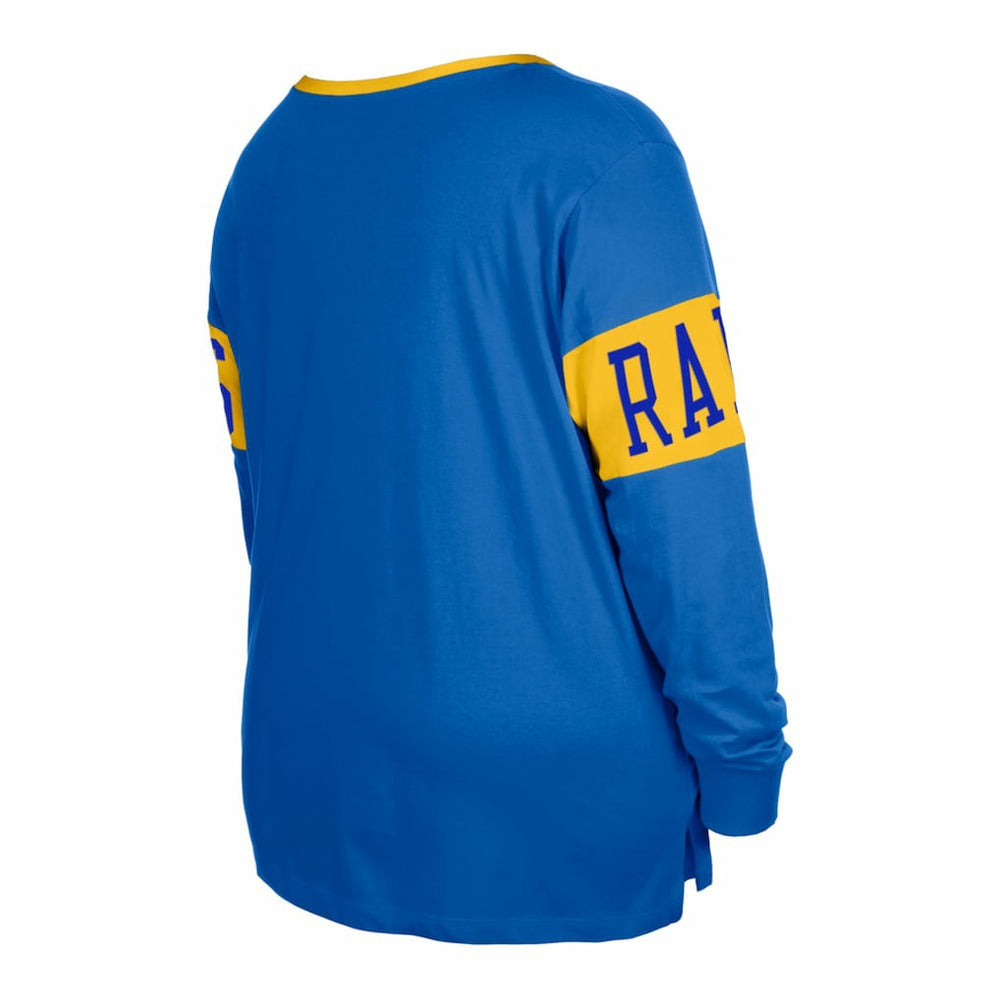 Los Angeles Rams Women's Plus Size Lace-Up Notch Neck Long Sleeve T-Shirt | NFL US
