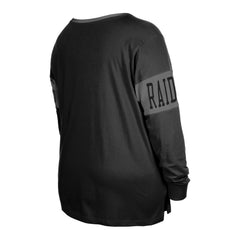 Las Vegas Raiders Women's Plus Size Lace-Up Notch Neck Long Sleeve T-Shirt | NFL Discount