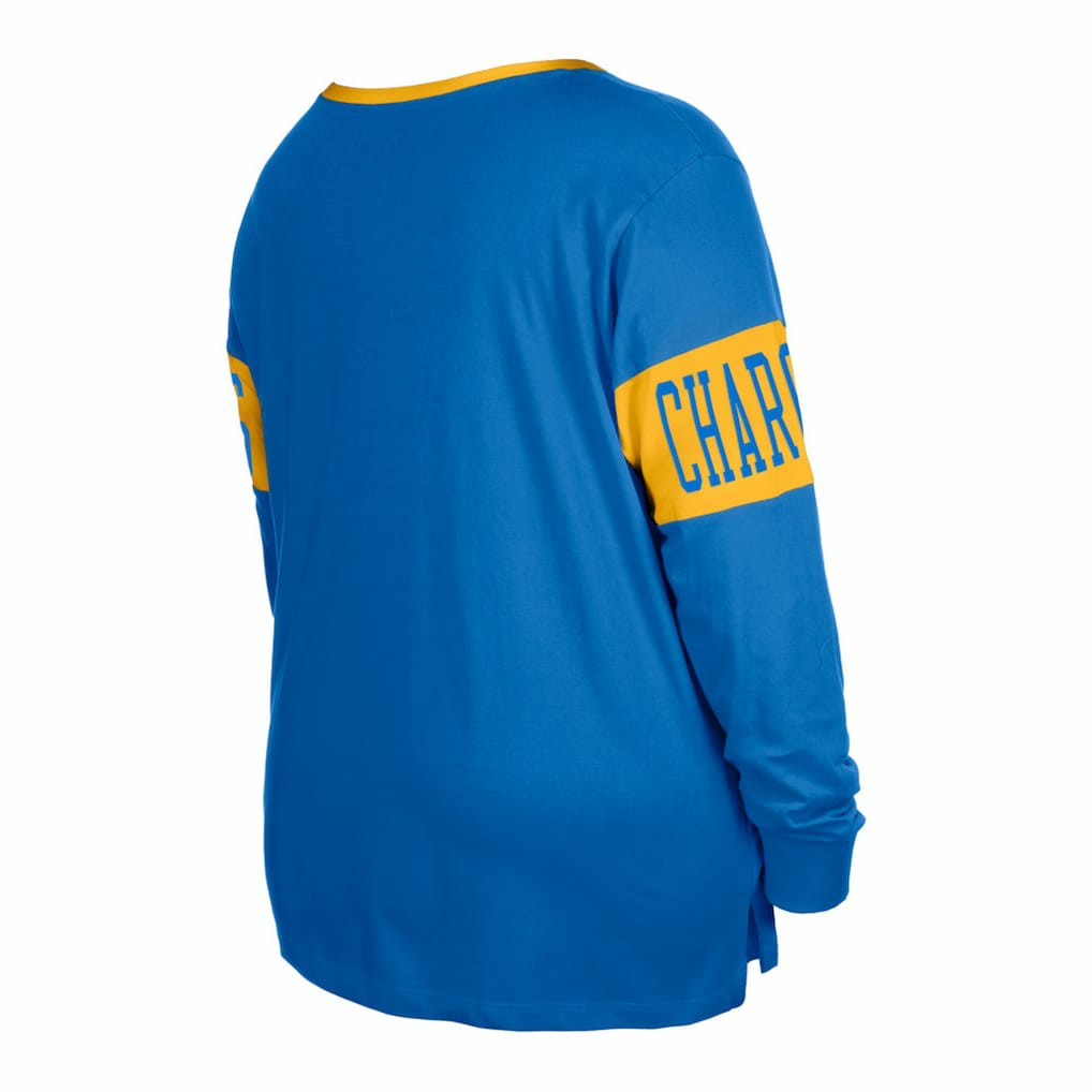 Los Angeles Chargers Women's Plus Size Lace-Up Notch Neck Long Sleeve T-Shirt | NFL Hot