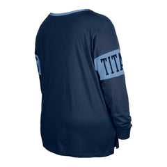 Tennessee Titans Women's Plus Size Lace-Up Notch Neck Long Sleeve T-Shirt | NFL Discount