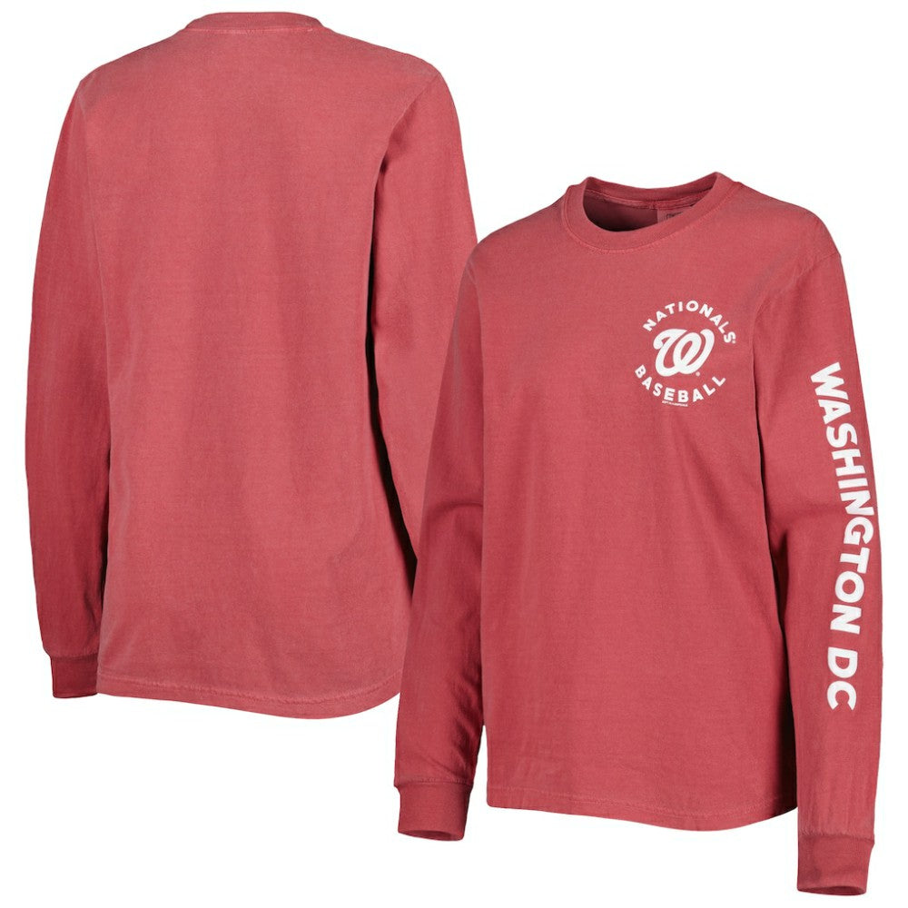 Washington Nationals Soft as a Grape Women's Team Pigment Dye Long Sleeve T-Shirt - MLB T-shirts