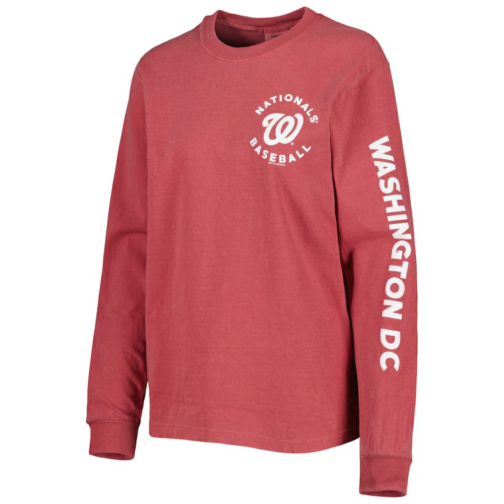 Washington Nationals Soft as a Grape Women's Team Pigment Dye Long Sleeve T-Shirt - MLB T-shirts