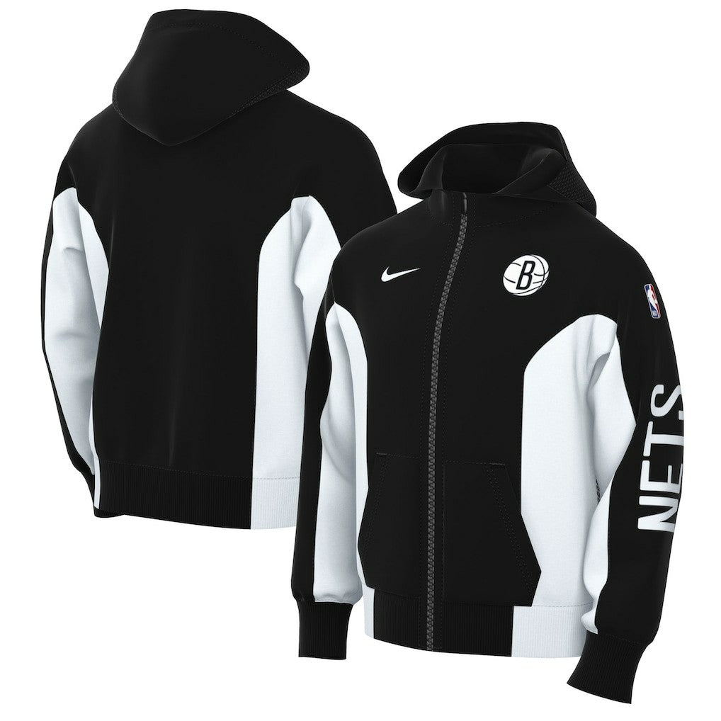 Black Brooklyn Nets 2023/24 Authentic Showtime Full-Zip Hoodie | NBA