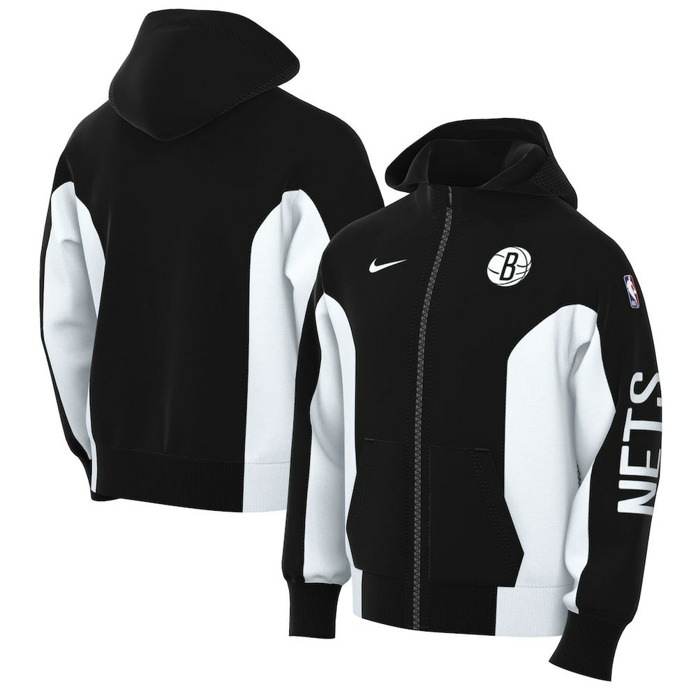 Black Brooklyn Nets 2023/24 Authentic Showtime Full-Zip Hoodie | NBA