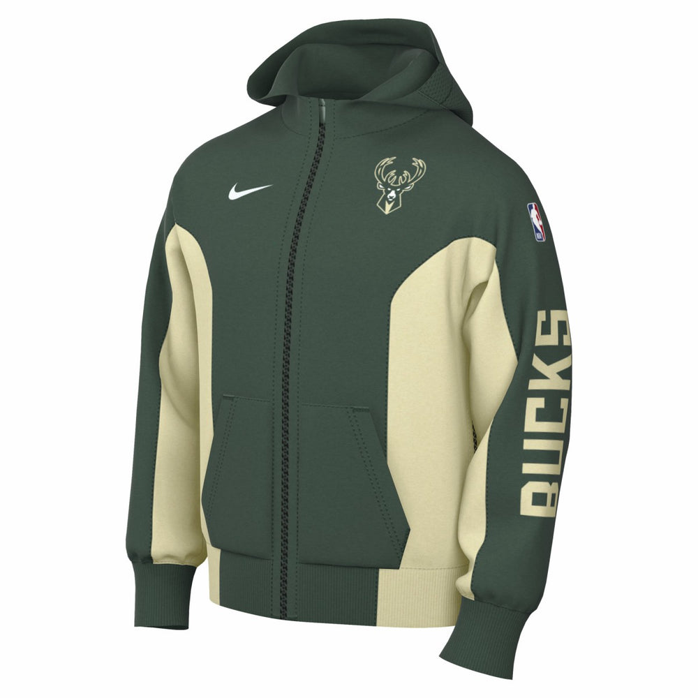 Hunter Green Milwaukee Bucks 2023/24 Authentic Showtime Full-Zip Hoodie | NBA