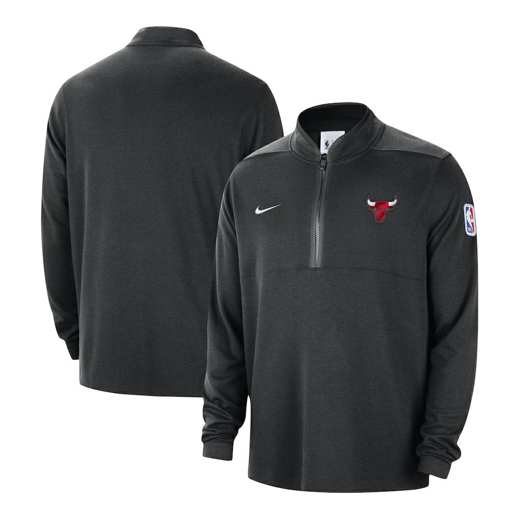 Black Chicago Bulls Authentic Performance Half-Zip Jacket | NBA