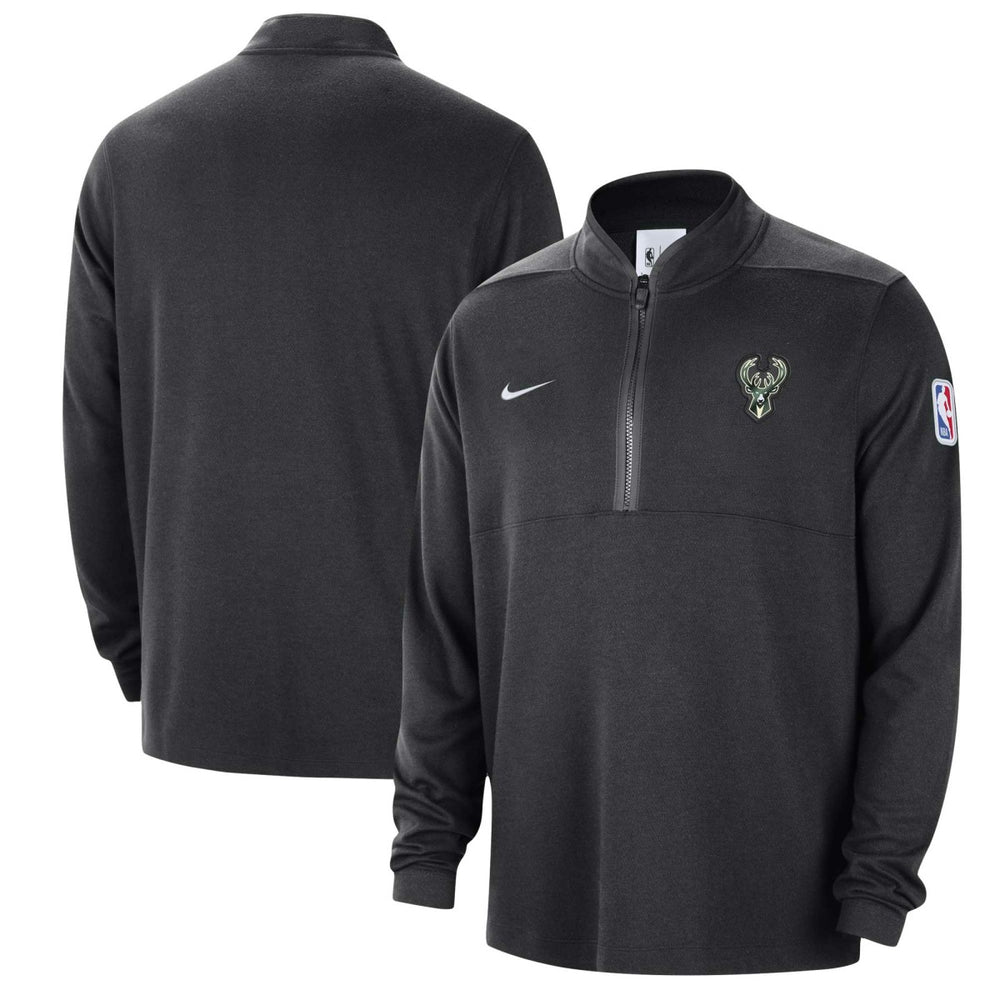 Black Milwaukee Bucks Authentic Performance Half-Zip Jacket | NBA