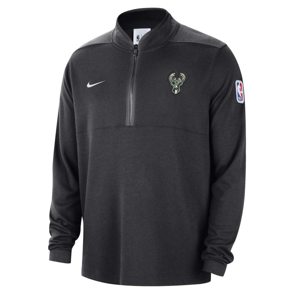 Black Milwaukee Bucks Authentic Performance Half-Zip Jacket | NBA
