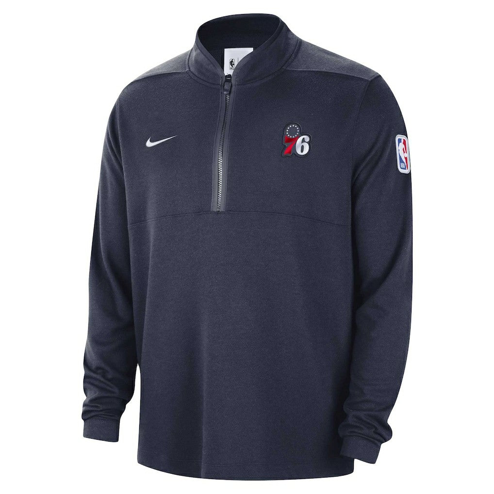 Navy Philadelphia 76ers Authentic Performance Half-Zip Jacket | NBA