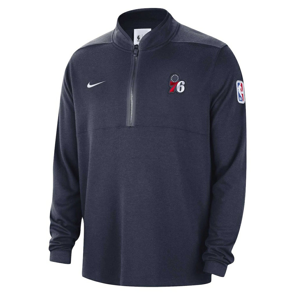 Navy Philadelphia 76ers Authentic Performance Half-Zip Jacket | NBA