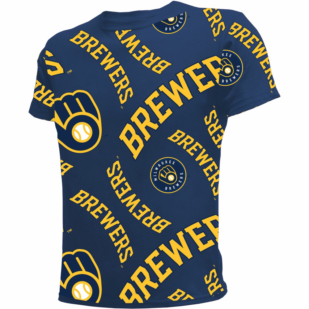 Milwaukee Brewers Stitches Youth Allover Team T-Shirt - MLB T-shirts