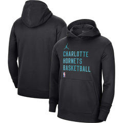 Black Charlotte Hornets Jordan Brand Unisex 2023/24 Performance Spotlight On-Court Practice Pullover Hoodie | NBA
