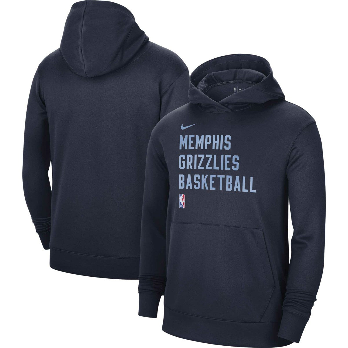 Navy Memphis Grizzlies Unisex 2023/24 Performance Spotlight On-Court Practice Pullover Hoodie | NBA