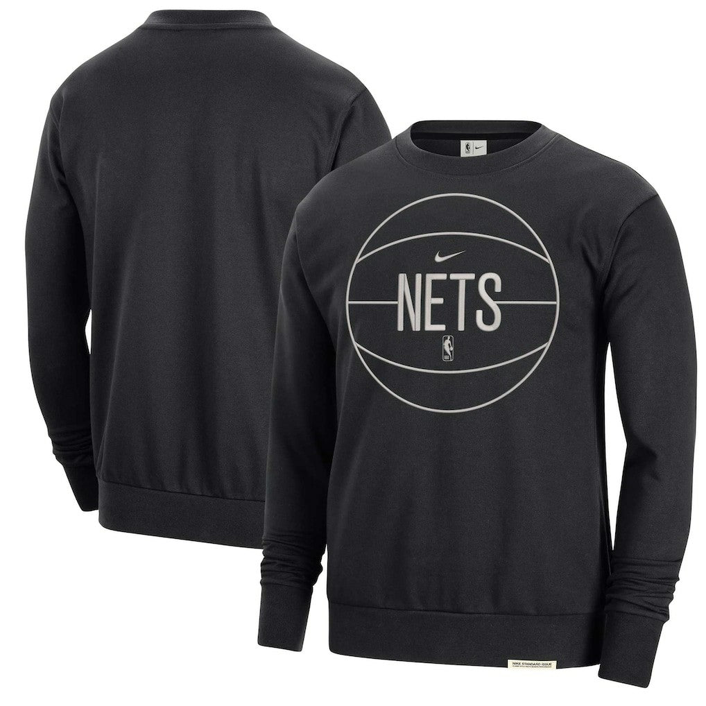 Black Brooklyn Nets 2023/24 Authentic Standard Issue Travel Performance Pullover Sweatshirt | NBA