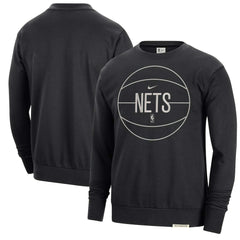 Black Brooklyn Nets 2023/24 Authentic Standard Issue Travel Performance Pullover Sweatshirt | NBA