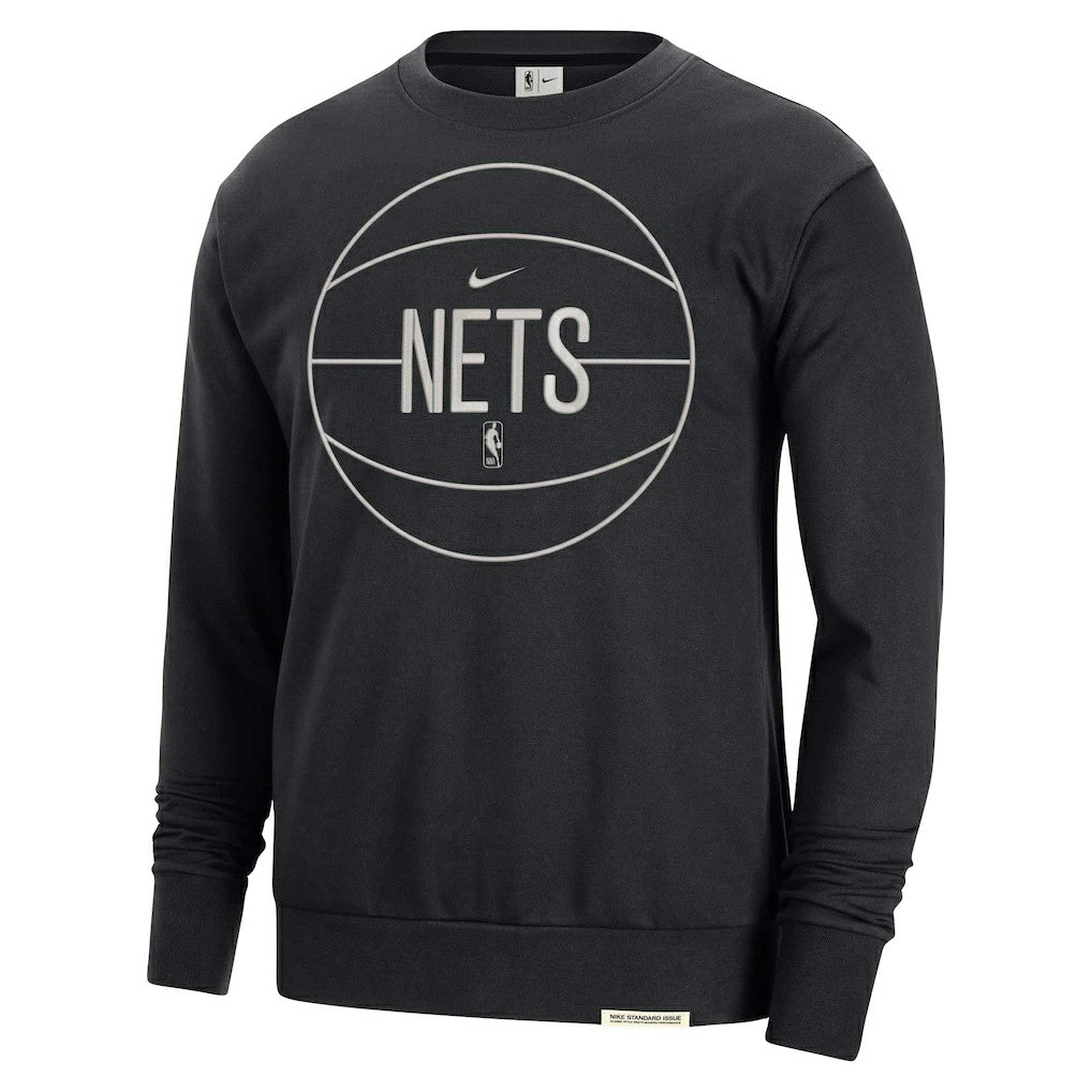 Black Brooklyn Nets 2023/24 Authentic Standard Issue Travel Performance Pullover Sweatshirt | NBA