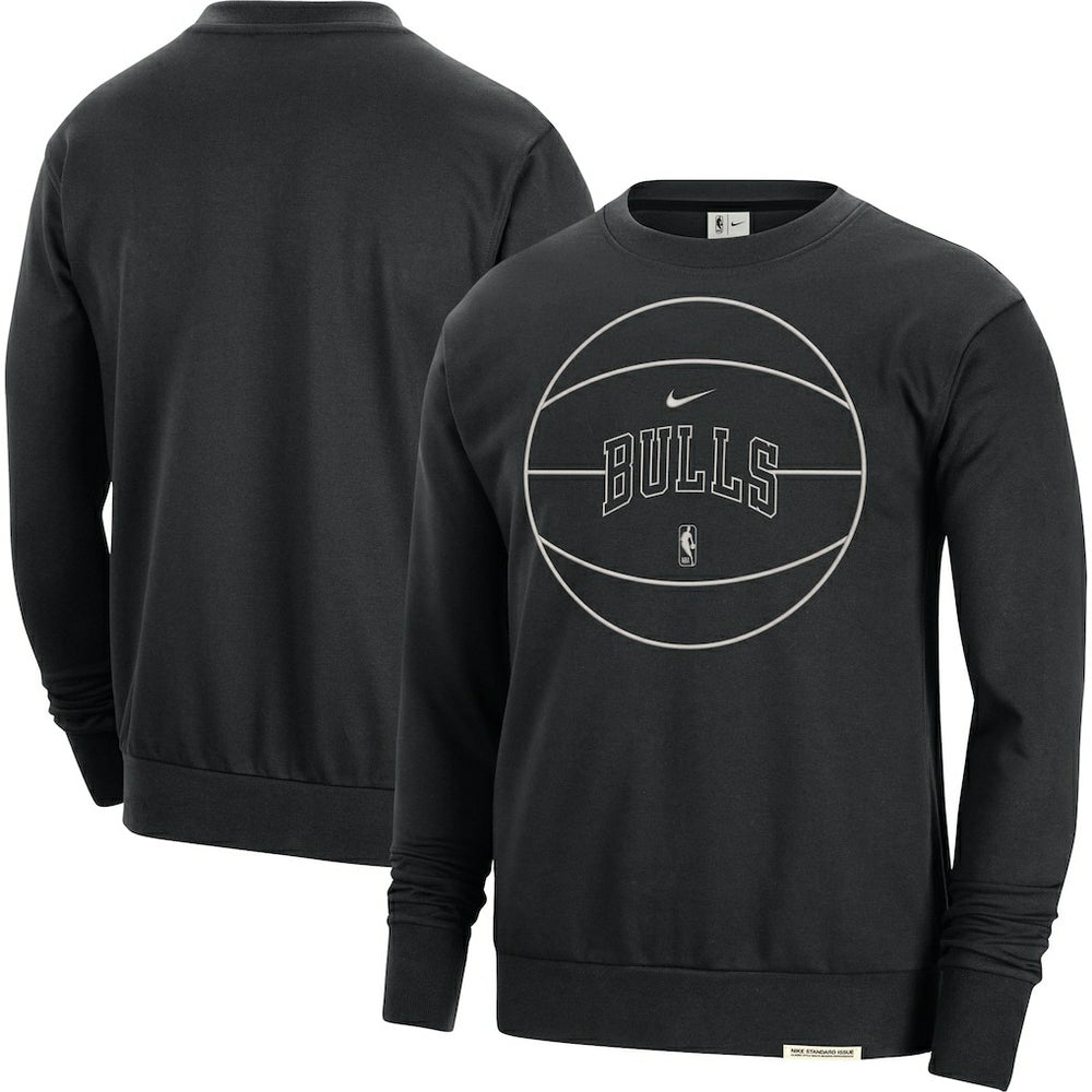 Black Chicago Bulls 2023/24 Authentic Standard Issue Travel Performance Pullover Sweatshirt | NBA