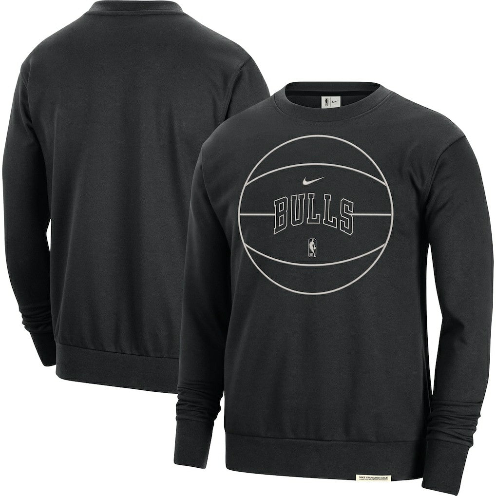 Black Chicago Bulls 2023/24 Authentic Standard Issue Travel Performance Pullover Sweatshirt | NBA