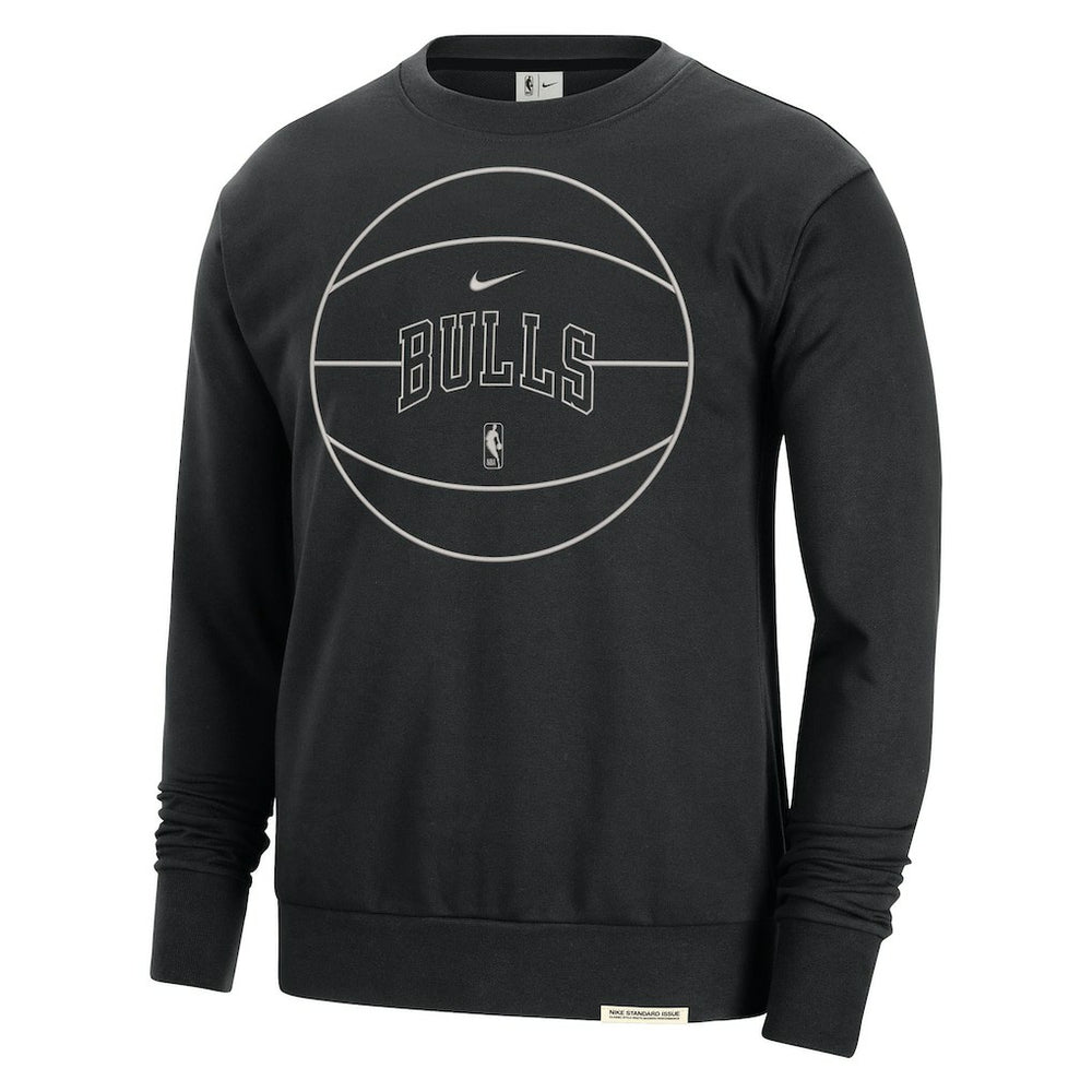 Black Chicago Bulls 2023/24 Authentic Standard Issue Travel Performance Pullover Sweatshirt | NBA
