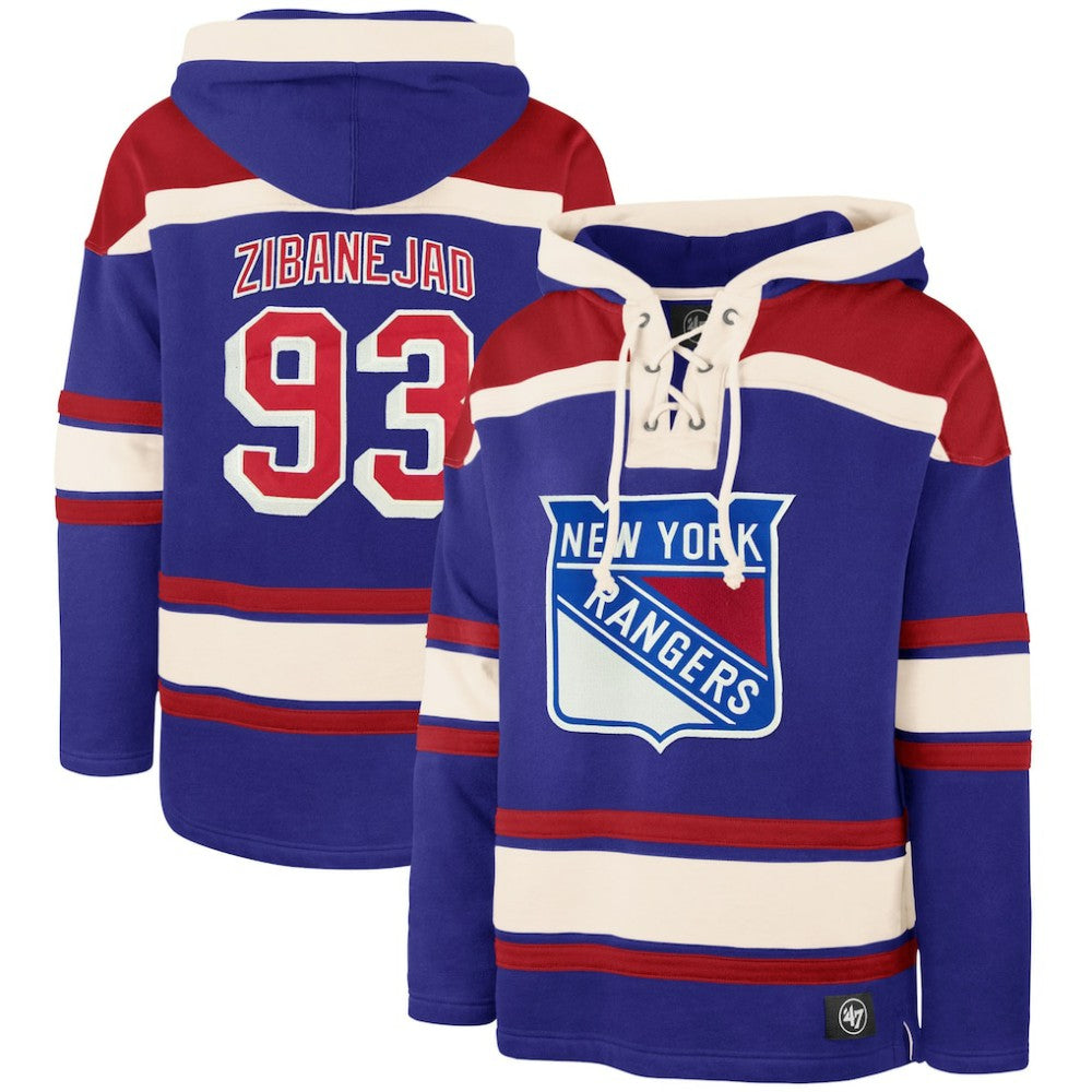 Mika Zibanejad New York Rangers '47 Player Name & Number Lacer Pullover Hoodie -  NHL Hoodies