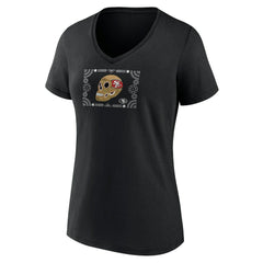 San Francisco 49ers Women's Sugar Skull V-Neck T-Shirt | NFL On sale