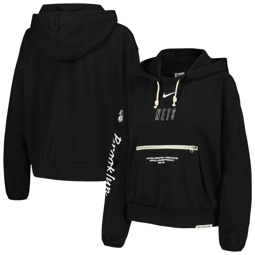 Black Brooklyn Nets Women's Courtside Standard Issue Performance Pullover Hoodie | NBA