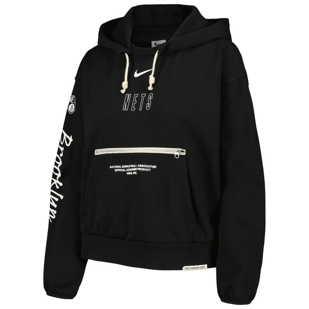 Black Brooklyn Nets Women's Courtside Standard Issue Performance Pullover Hoodie | NBA