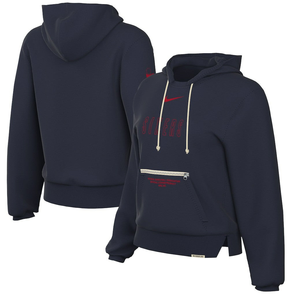 Navy Philadelphia 76ers Women's Courtside Standard Issue Performance Pullover Hoodie | NBA