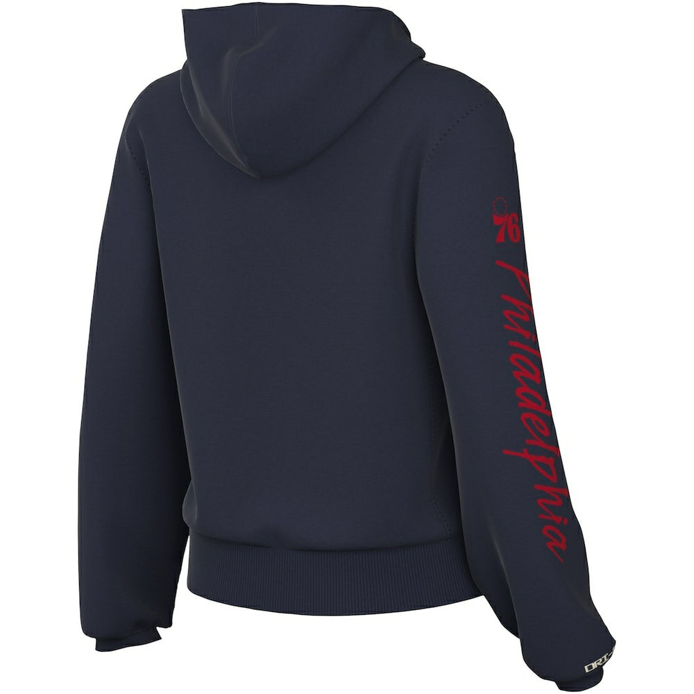 Navy Philadelphia 76ers Women's Courtside Standard Issue Performance Pullover Hoodie | NBA