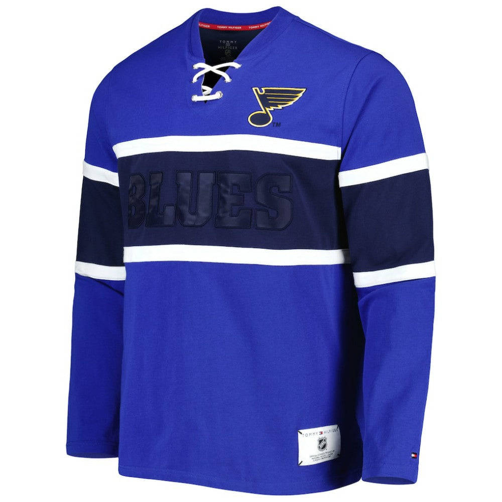 St. Louis Blues Tommy Hilfiger Walter Lace-Up Long Sleeve Top -  NHL