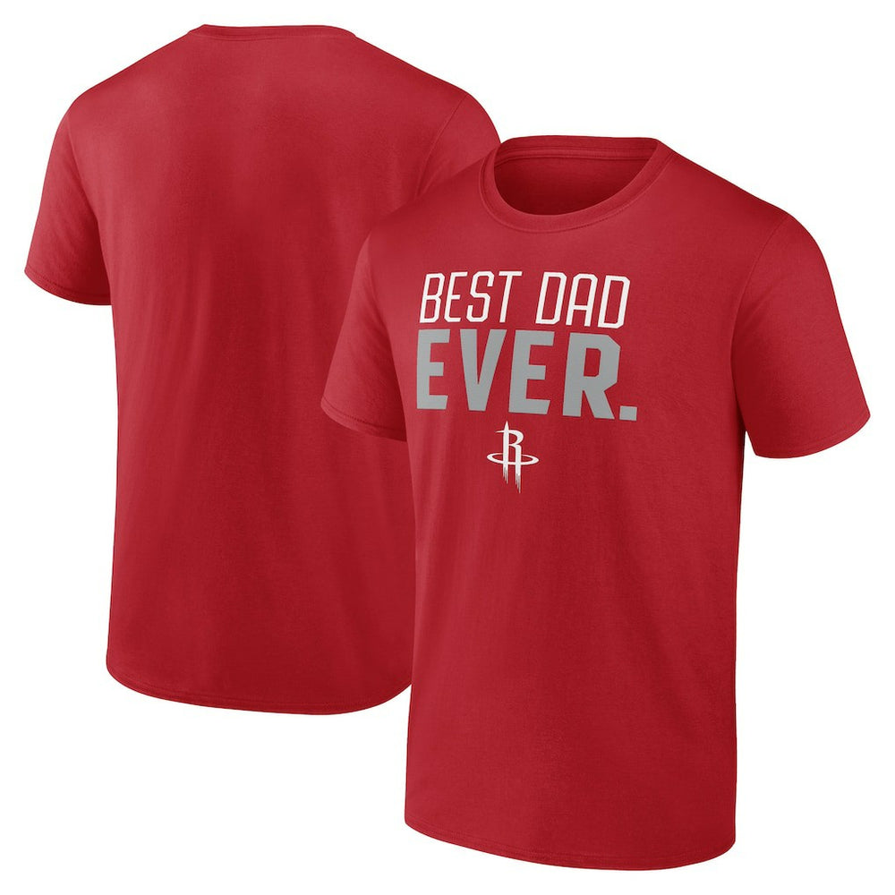 Red Houston Rockets Best Dad Ever Logo T-Shirt | NBA