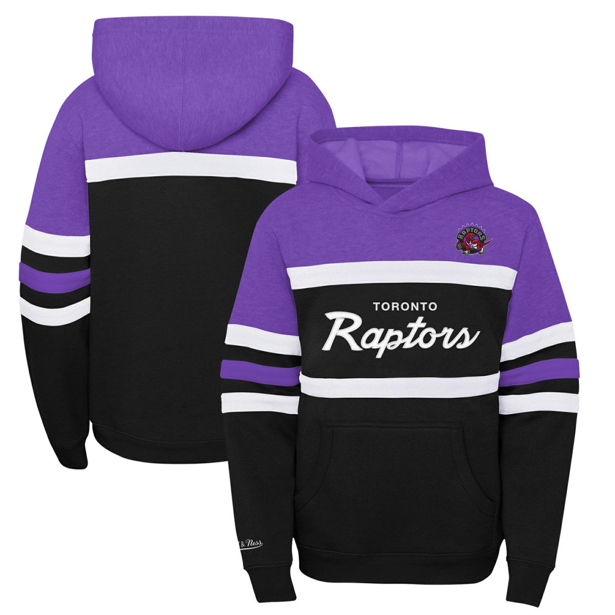 Purple/Heather Gray Toronto Raptors Youth Hardwood Classics Head Coach Pullover Hoodie | NBA