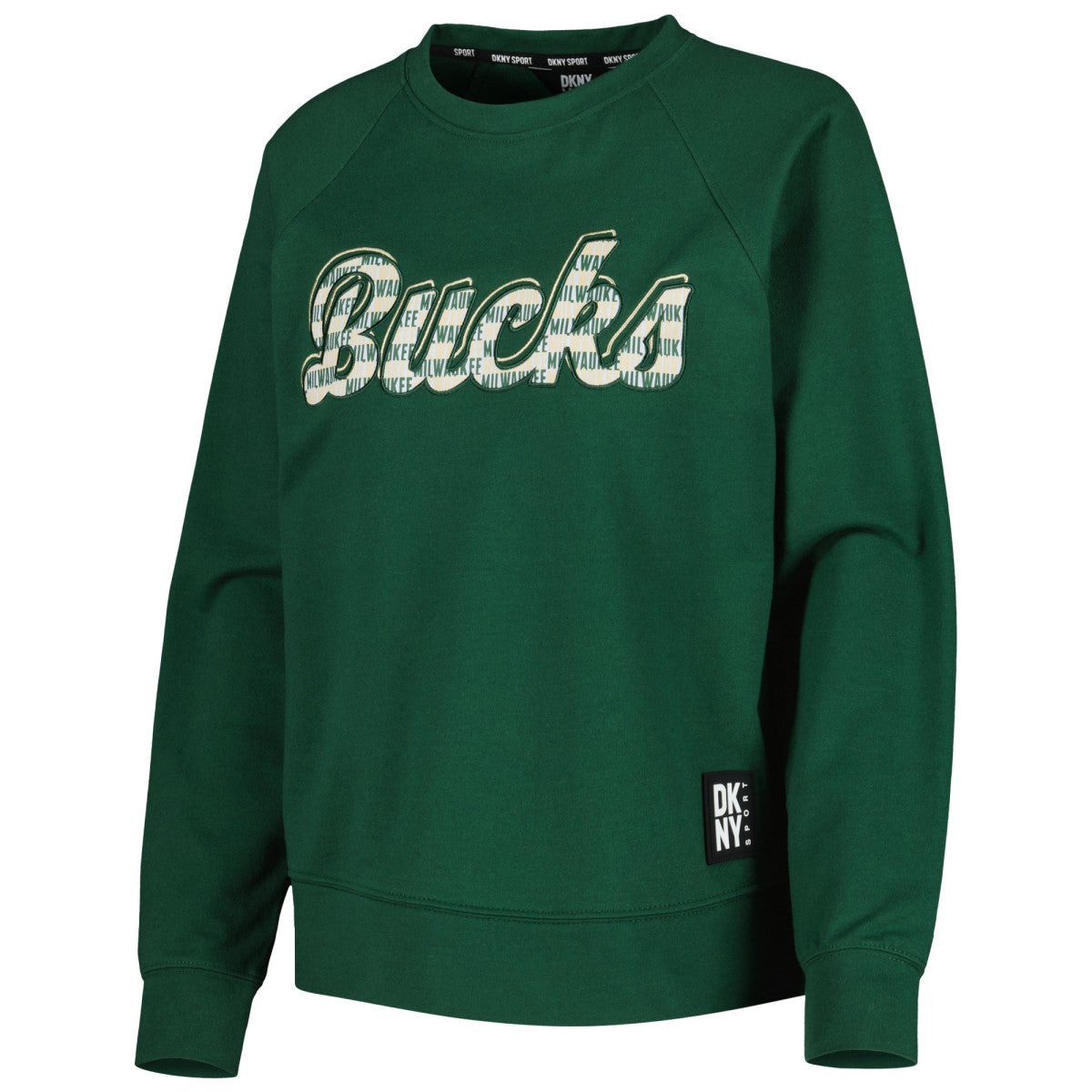 Hunter Green Milwaukee Bucks DKNY Sport Women's Regina Raglan Pullover Sweatshirt | NBA