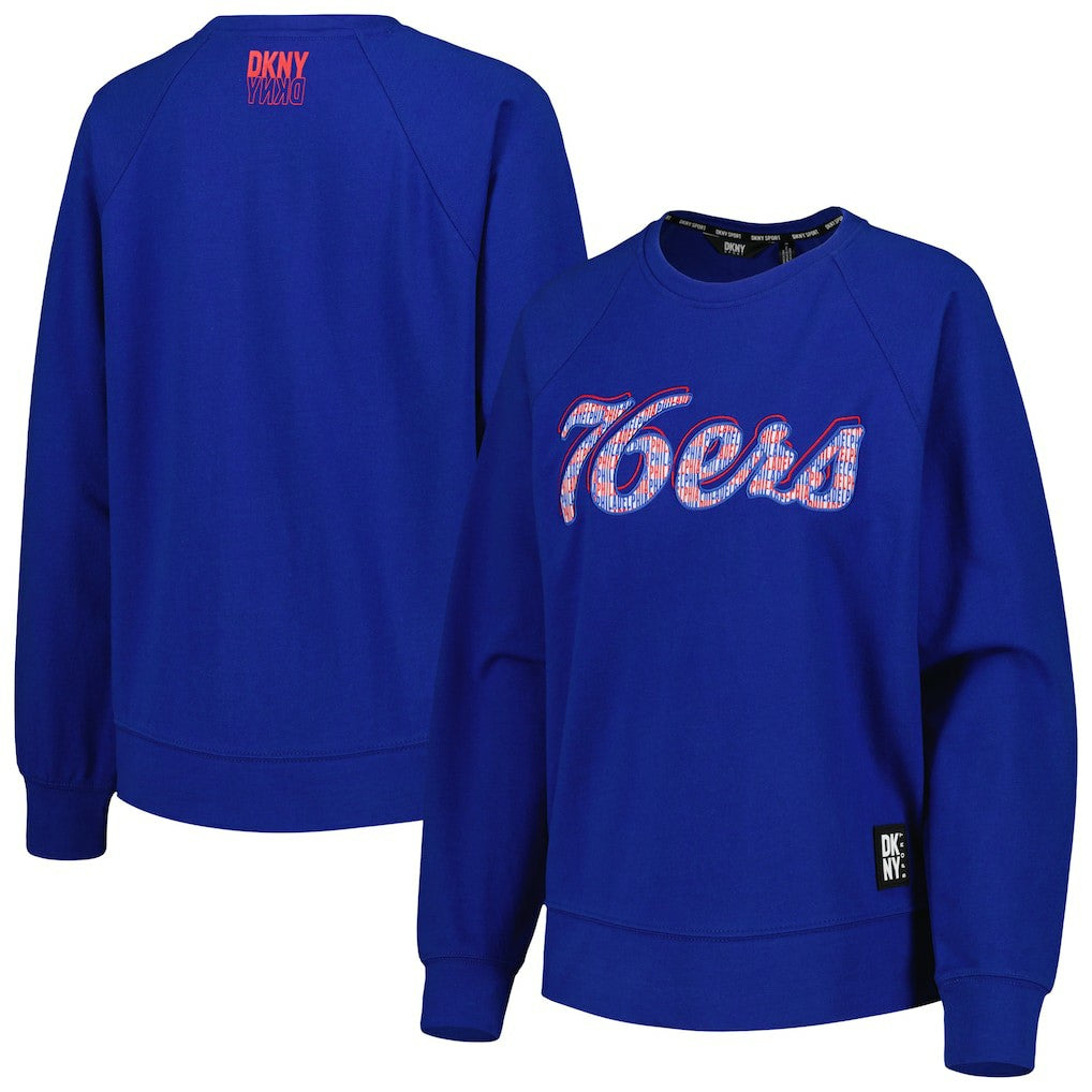 Royal Philadelphia 76ers DKNY Sport Women's Regina Raglan Pullover Sweatshirt | NBA