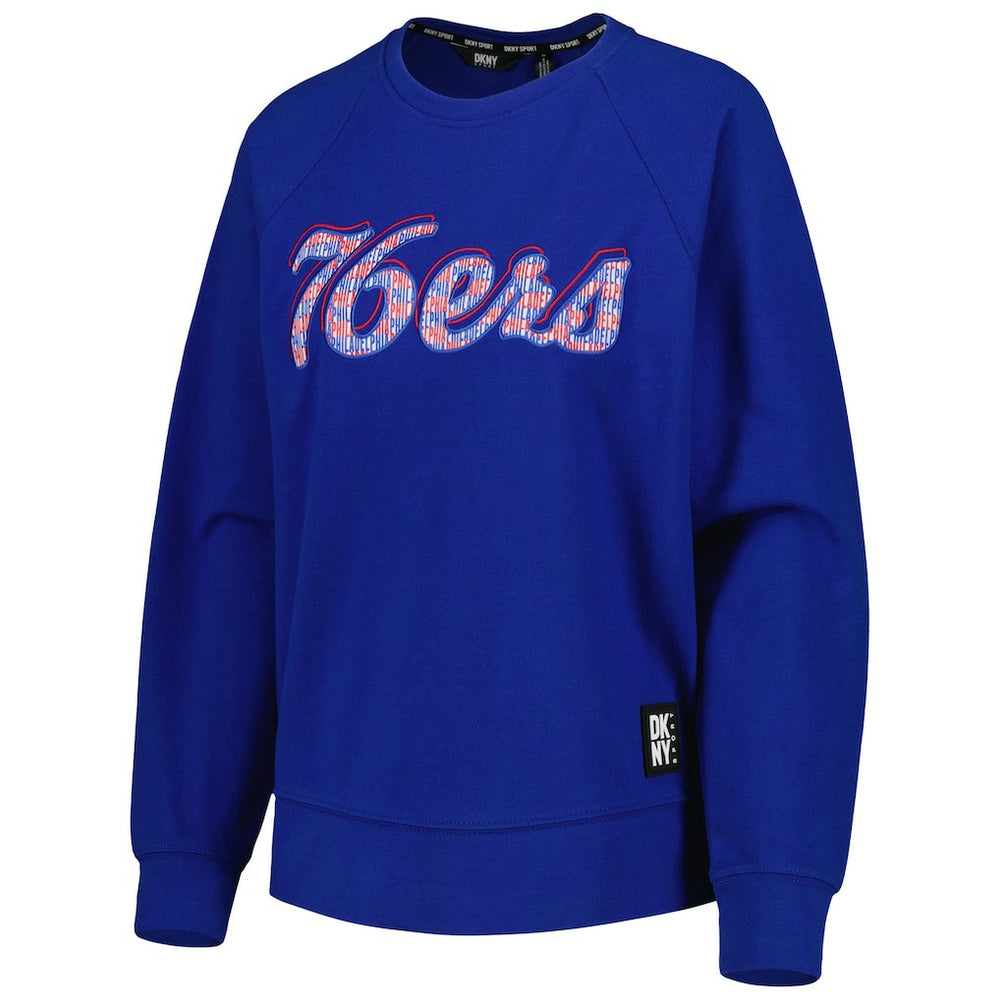 Royal Philadelphia 76ers DKNY Sport Women's Regina Raglan Pullover Sweatshirt | NBA
