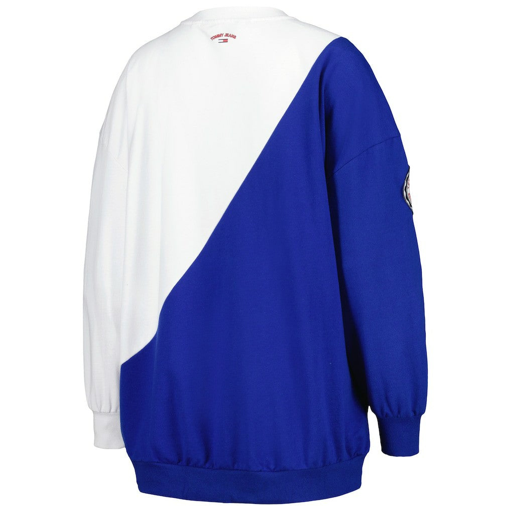 Royal/White Philadelphia 76ers Tommy Jeans Women's Ariel Pullover Sweatshirt | NBA