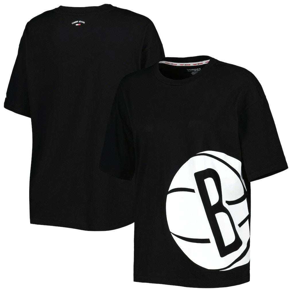 Black Brooklyn Nets Tommy Jeans Women's Bianca T-Shirt | NBA