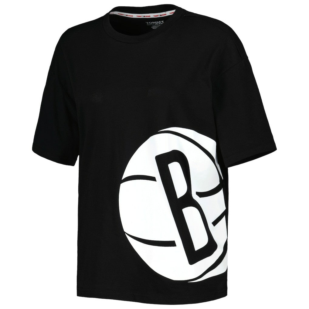 Black Brooklyn Nets Tommy Jeans Women's Bianca T-Shirt | NBA