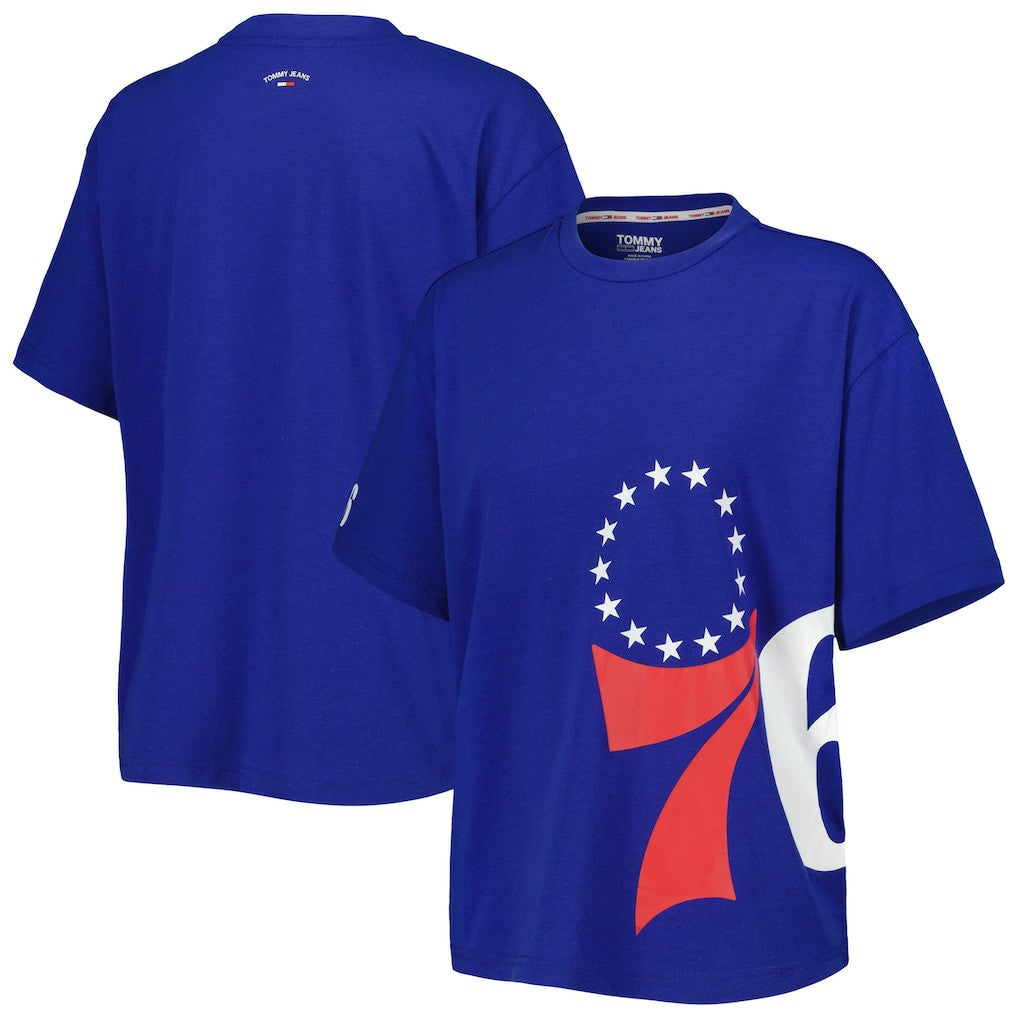 Royal Philadelphia 76ers Tommy Jeans Women's Bianca T-Shirt | NBA