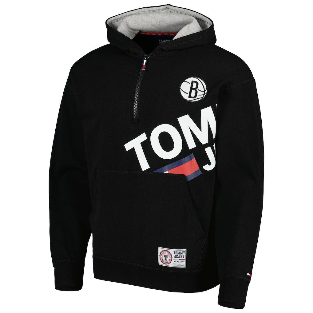 Black Brooklyn Nets Tommy Jeans Bernard Half-Zip Hoodie | NBA